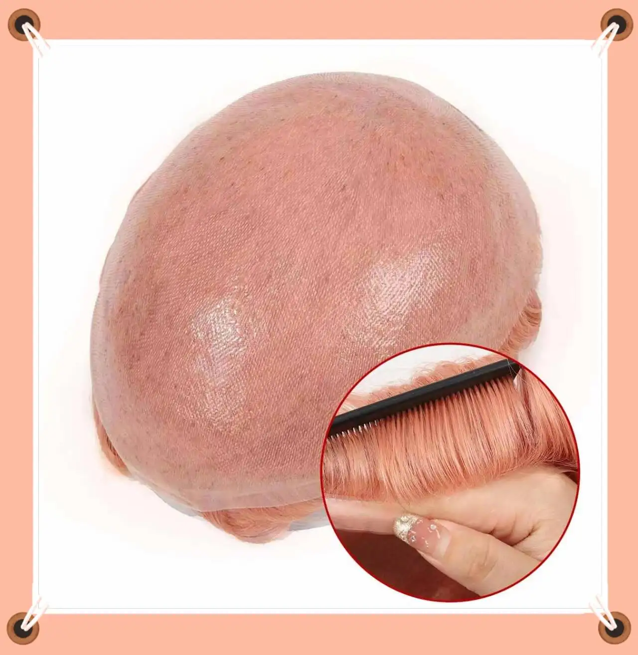 

TUS12 Розовые мужские парики для волос Системы волос на коже для мужчин Индийские человеческие волосы Remy