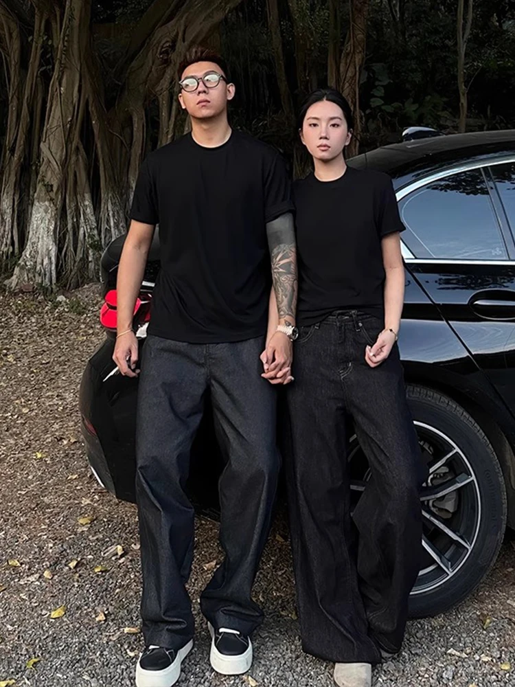 

Мужские джинсы American Sle: летние, оригинальные, свободного кроя, широкие штанины, повседневные, прямые брюки-трубы