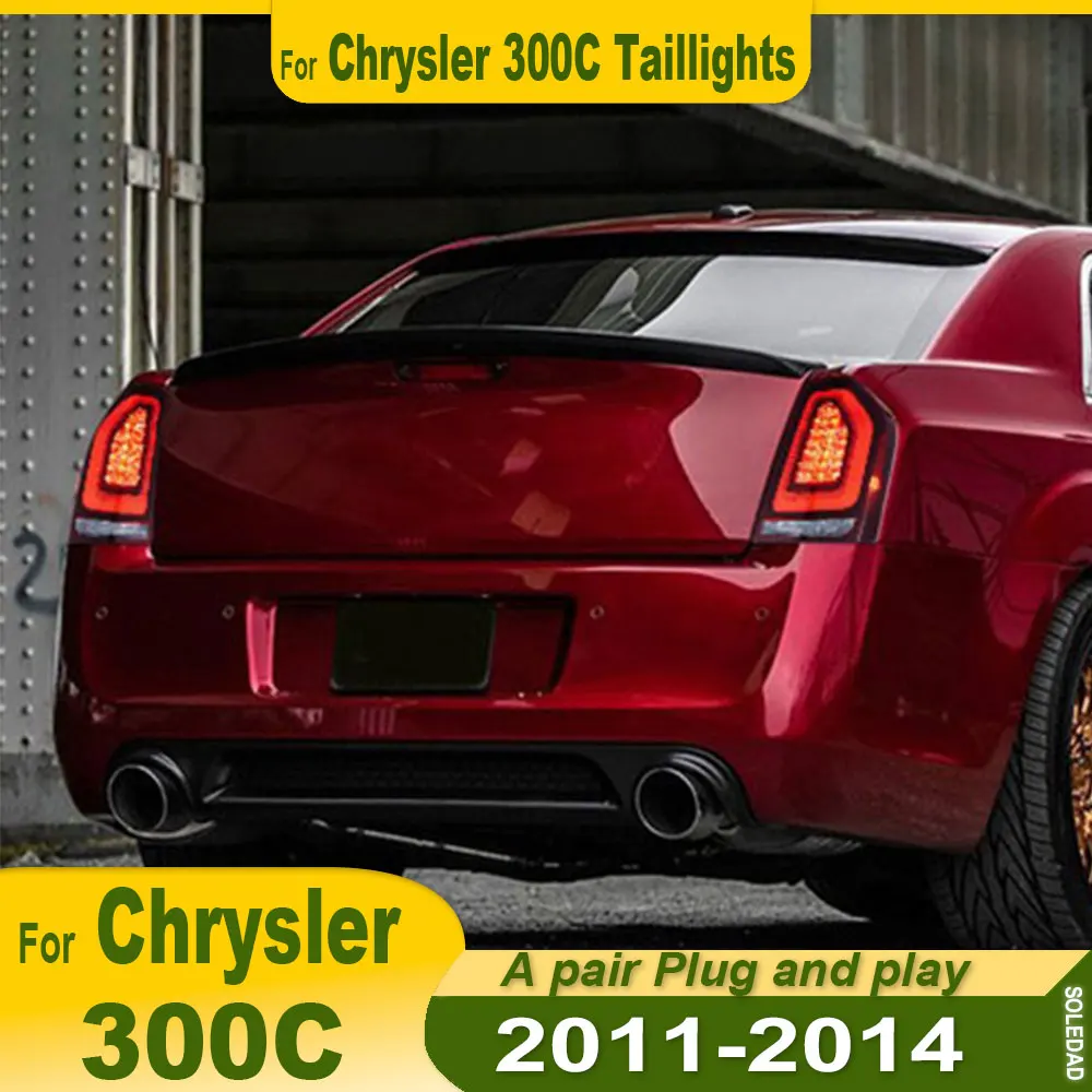 

Пара автомобильных задних фонарей для Chrysler 300C, задний фонарь 2011 2012 2013 2014, светодиодный задний фонарь DRL, сигнальный тормоз, задний ход, автоаксессуары