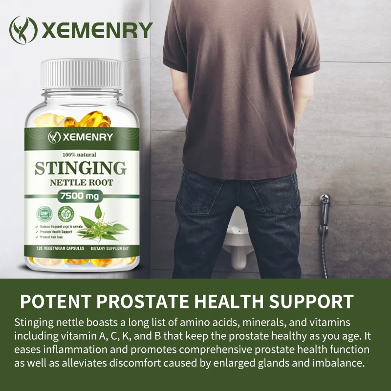 Nettle Root Capsules 7500 Mg - Promotes Prostate and Urinary Tract Health - Best Supplement for Men