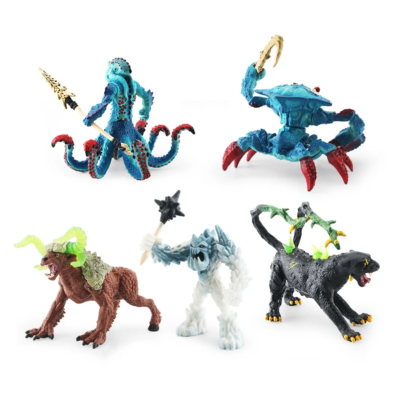 Action Figures Marine Green Crab Monster Digit Octopu Mythology Animal Figurines Ice Troll Warcraft Warrior Plastic Children Toy