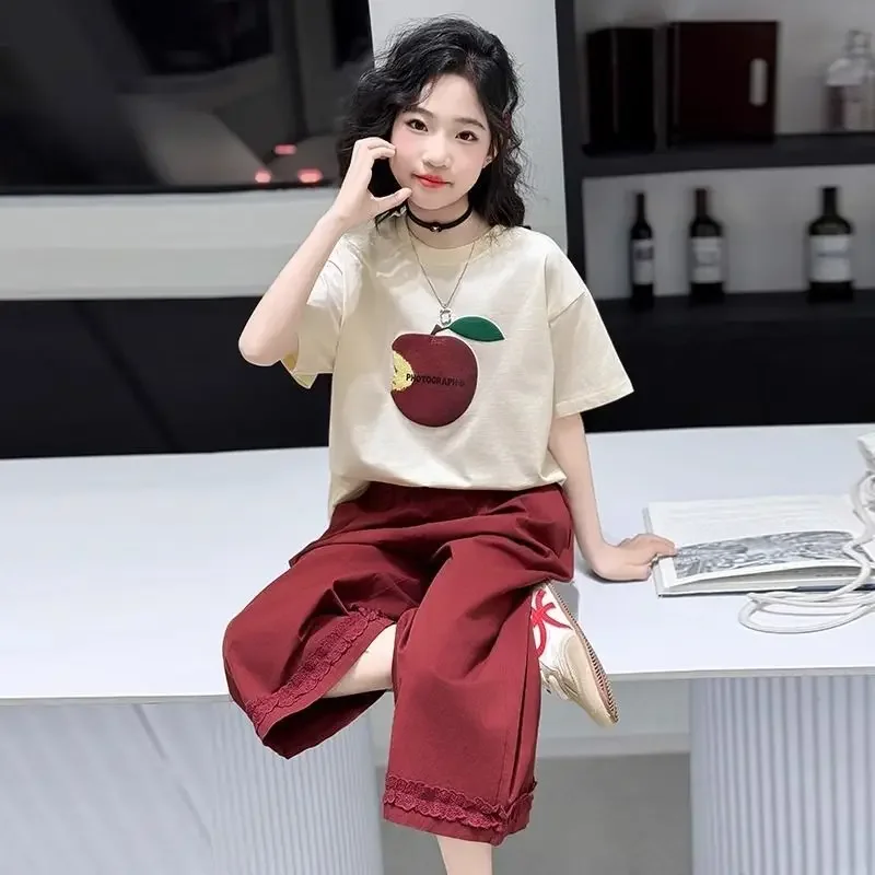 Girls Summer Short Sleeve T-Shirt 2026 Design Big Kids Trendy Cool Outfit Fashion Versatile Cute Princess Inspired Casual Top