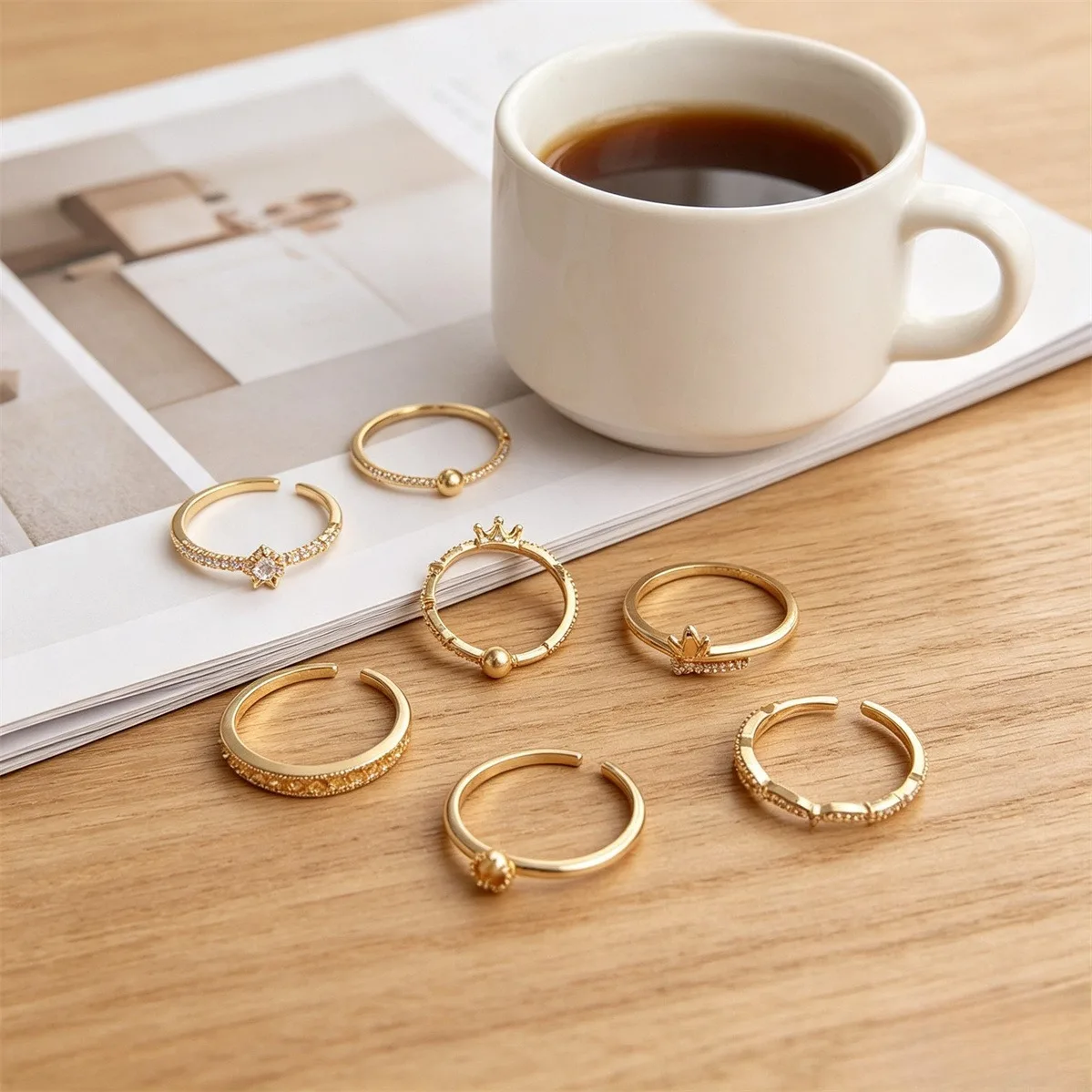 Brass Gold Plated Ultra Thin Pearl Ring Blank Minimal Japanese Style DIY Pearl Inlay Jewelry Findings