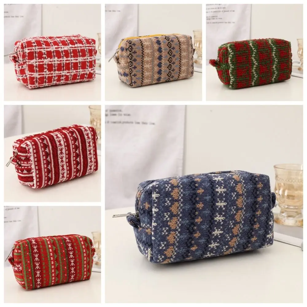 Knitted Fabric Christmas Cosmetics Storage Bag Large Capacity Dirt-proof Pencil Case Stationery Student Supplies image 6