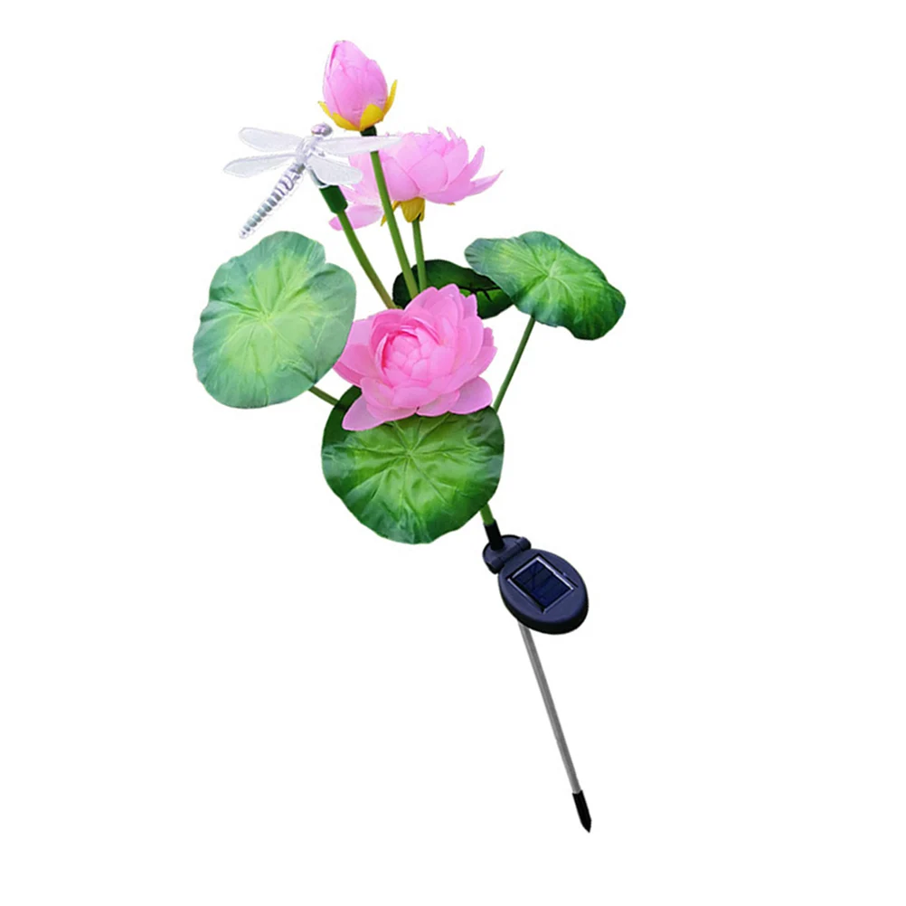 

Lotus Lamp Pink Decor Lawn Solar LED Flower Light Flowers Flashing Lights Stake