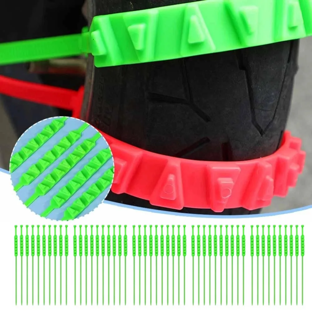 Anti Slip Cable Ties Anti-skid Snow Chains for Motorcycles Winter Tire Wheels Motorbike Emergency Tire Accessories