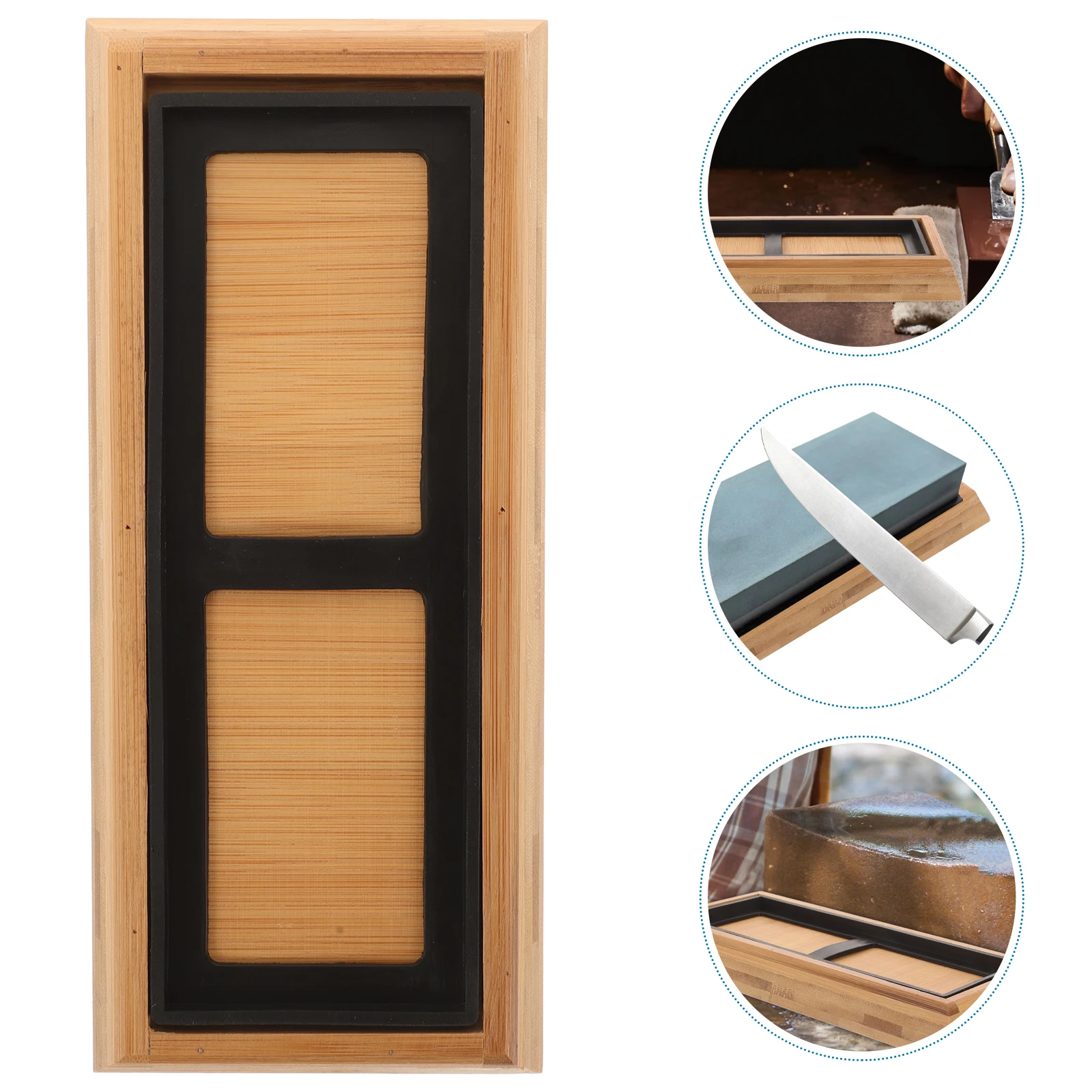 

Whetstone Base Bamboo Sharpening Stone Holder Kitchen Sharpener Stand Grinding Tool Storage Rubber Base For Sharpeners