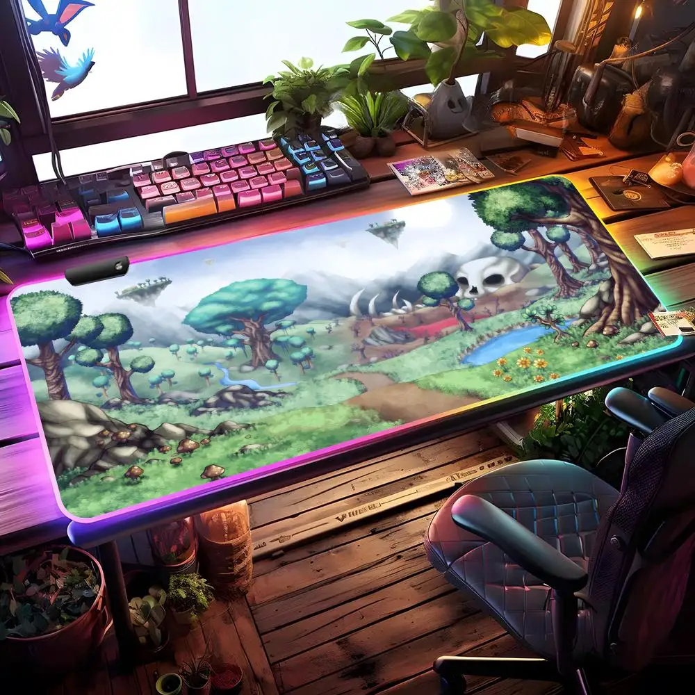 

Коврик для мыши Terraria RGB, игровой коврик для мыши, настольный коврик HD, большой игровой коврик с LED-подсветкой, XXL коврик для мыши