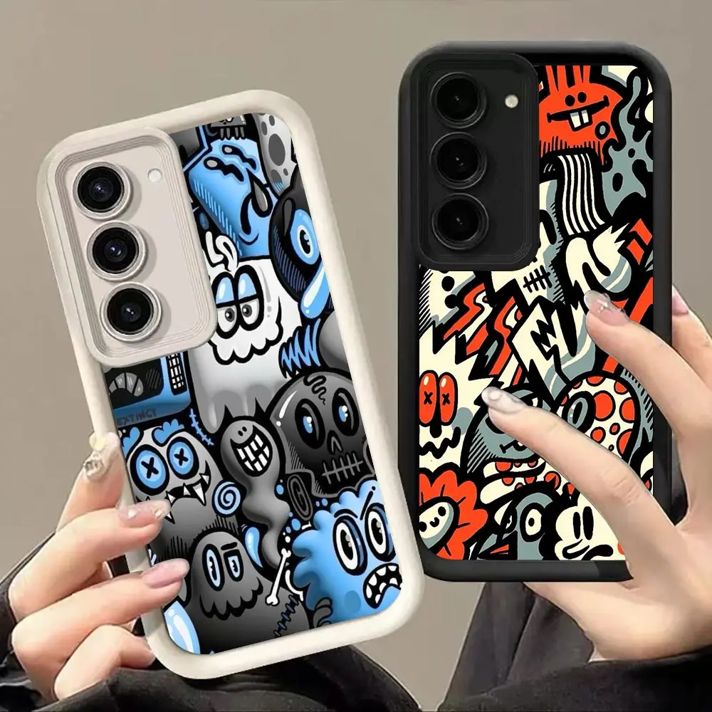 Super Cool Black Red Graffiti Cover Phone Case For Samsung A07 A24 A34 A50 A03S A04E A05 A05S A06 A12 M34 M36 M54 NOTE 20 Case