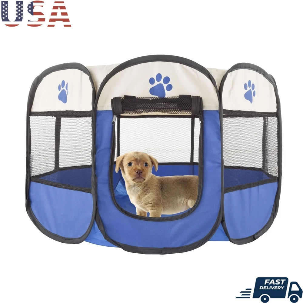 

Portable Pop-Up Pet Playpen Dogs and Cats Indoor Outdoor Use Lightweight Mesh Design Easy Transport with Carrying Case