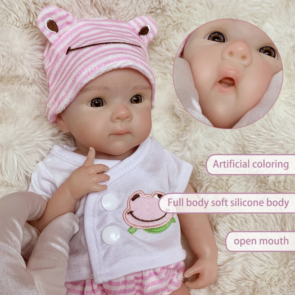 

13 Inch Bettie Silicone Newborn Girl Handmade Soft Touch Bebe Reborn Can Open Mouth For Children Birthday Gifts