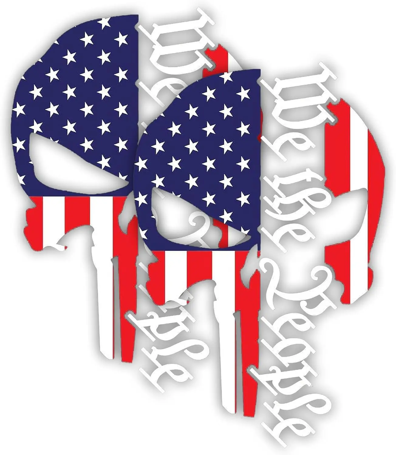 2 Pack We The People Skull USA Flag PVC Sticker For Car Window And Travel Journal Personal Accessories Decoration Decal