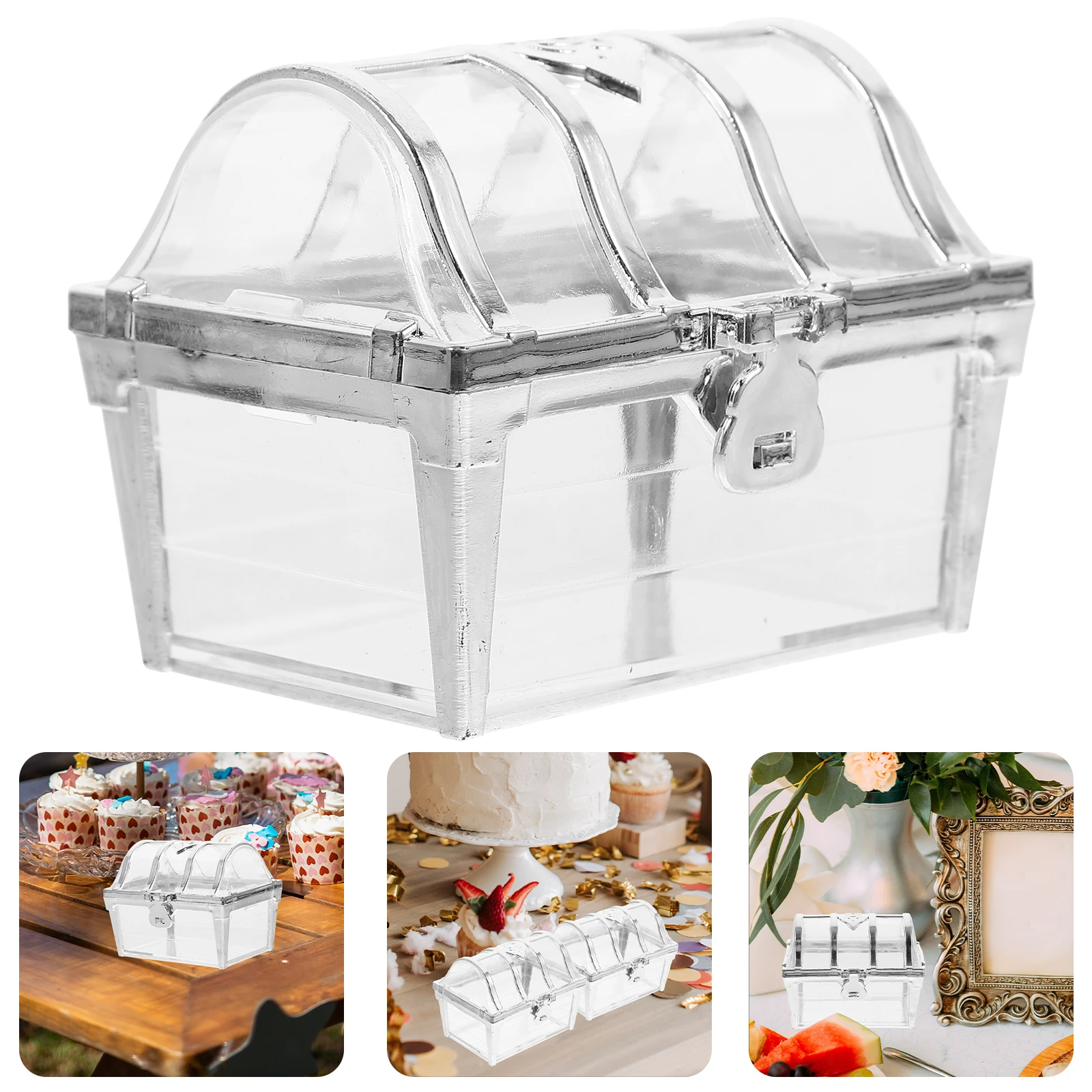

12 Pcs Candy Box Sweets Treasure Chest Party Favors Wedding Boxes Mini Small Decorative Plastic Containers Bridesmaid Wrapping