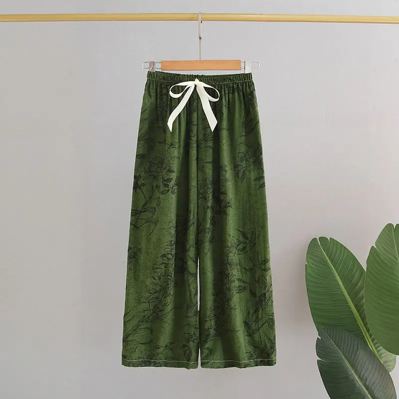 SYsYouthfully Printed Casual Sleep Harem Pants Spring Summer Loose Casual Pants Wide-Leg Home Pants 2026 Long Thin Outside Pant