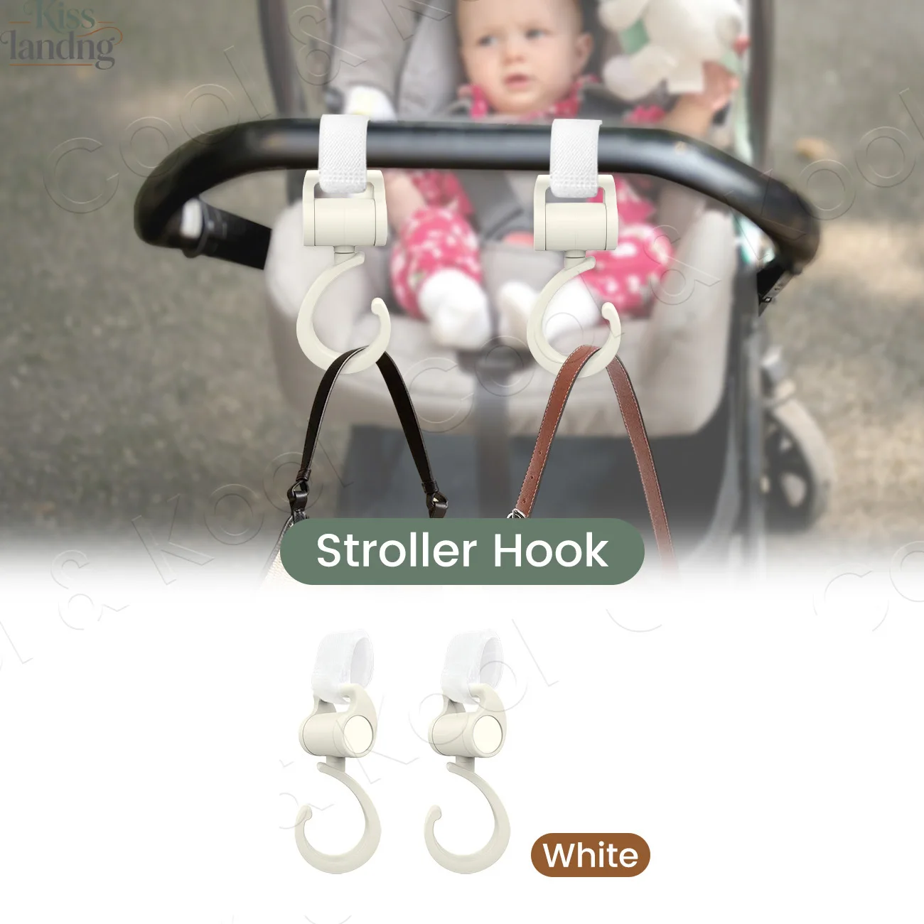 

Multi-Use Stroller Hooks with 360° Rotation, Strong Clips for Bags on Wheelchairs & Shopping Carts