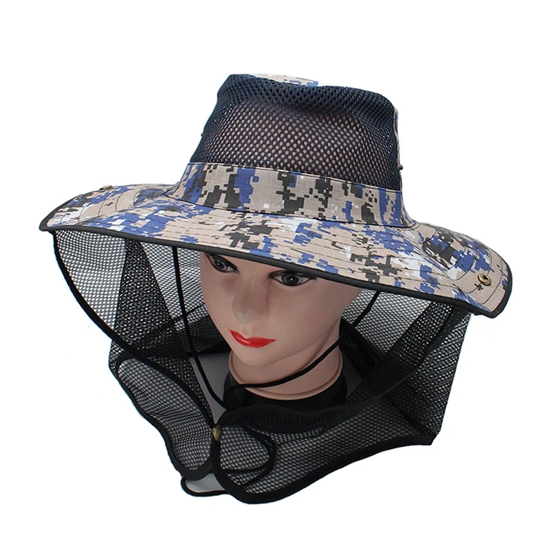 Outdoor Sun Hat for Men and Women Sun Protection and Anti Splashing Anti Ultraviolet Unisex Fisherman Hats with Net Shawl