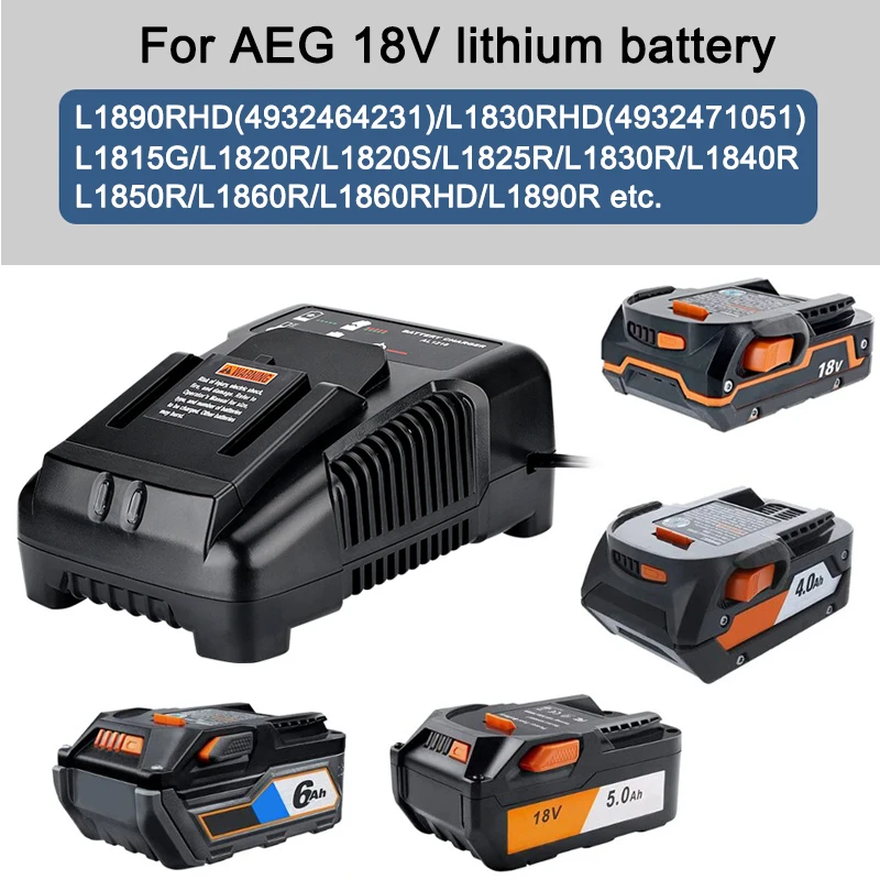 Fast Lithium Battery Charger For RIDGID/AEG 14.4V 18V L1890RHD L1830RHD L1815G L1820R L1820S L1825R battery power tool charger