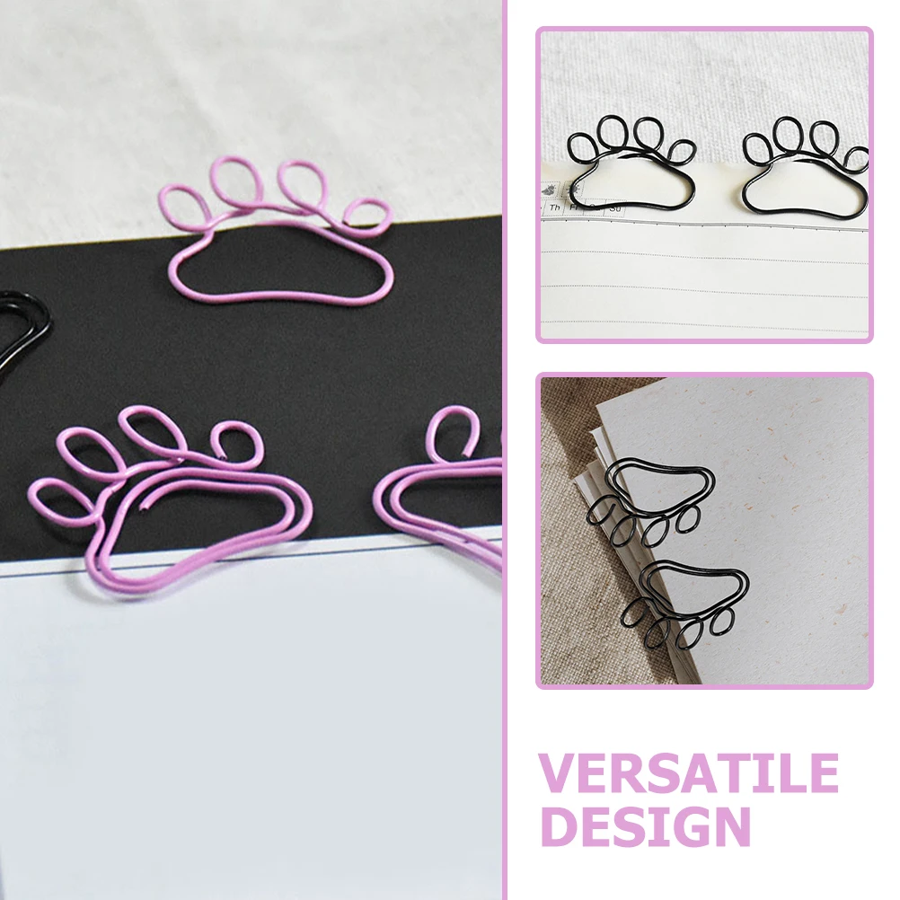 

50Pcs Cat Claw Paper Clips Black Metal Multi Use Document Fixing Clips Cute Mini Paper Pin Clip Desk Accessories