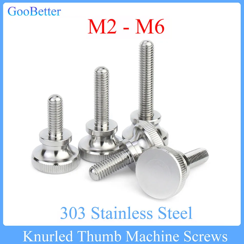 

5Pcs Knurled Thumb Machine Screws M2 M2.5 M3 M4 M5 M6 303 Stainless Steel High Head Hand Grip Knob Bolts For DIY Car Computer