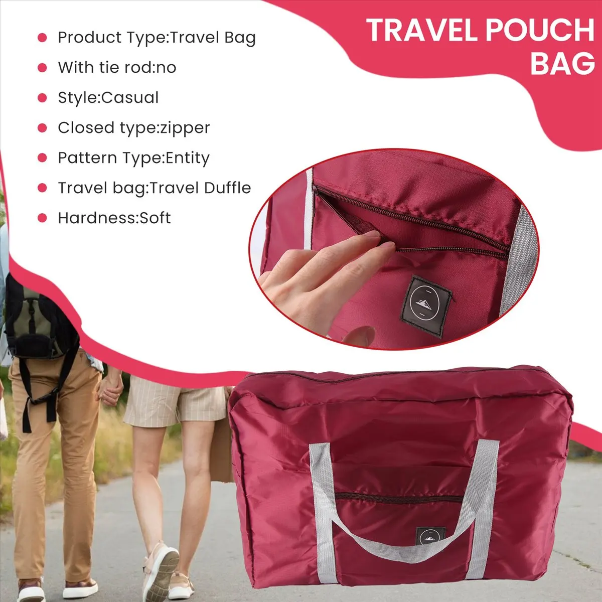 ABQR متعددة الوظائف سعة كبيرة عادية قابلة للطي مقاوم للماء تخزين الأمتعة أكياس حقيبة يد منظم حمل حقيبة بورجوندي #6