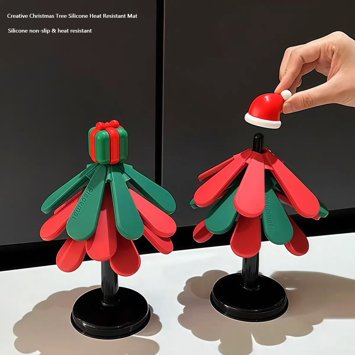 

Силиконовые подставки для посуды 240г. ° C термостойкие подушечки для кухни в форме рождественской елки, настольный коврик, подставки для елки