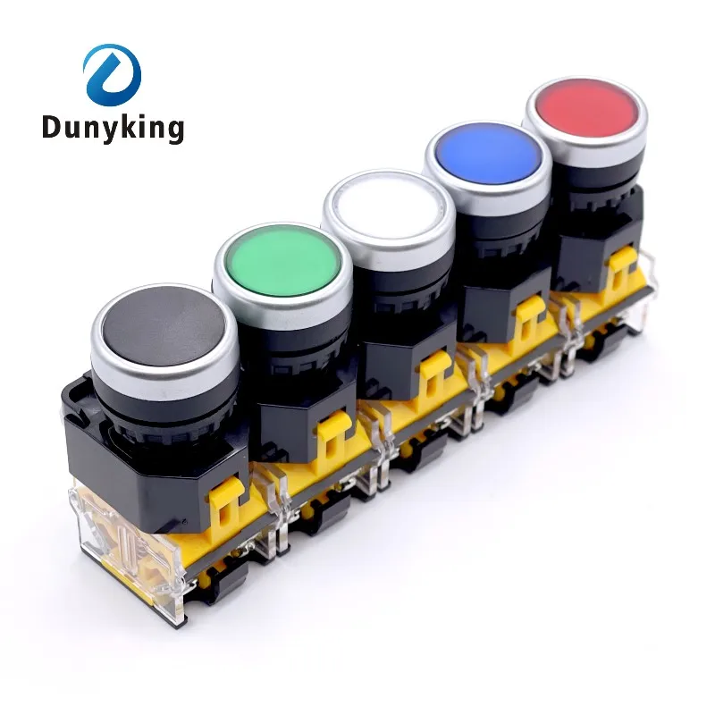 Okrągły wyłącznik zasilania 22 mm LA38, wyłącznik chwilowy 1NO/1NC ze światłem, wskaźnik LED 220 V — zdjęcie 3
