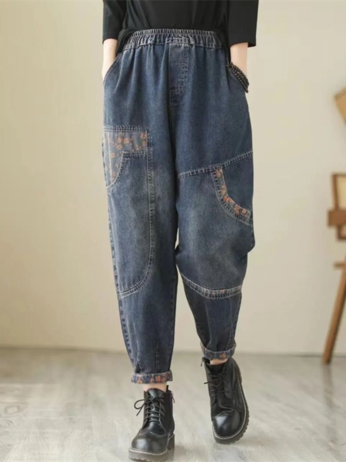 

Женские джинсы Thiened Fce, осенне-зимние, новые, свободные, утягивающие, в стиле Harlan Old Dad, длинные брюки с высокой талией, деним