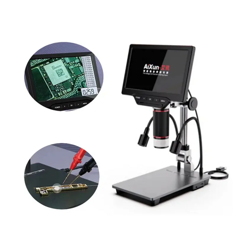 AiXun DM21 5X-528X Industry Level With 7 inch HD Digital Measurement Video Microscope For Phone BGA PCB Soldering Repair Tool