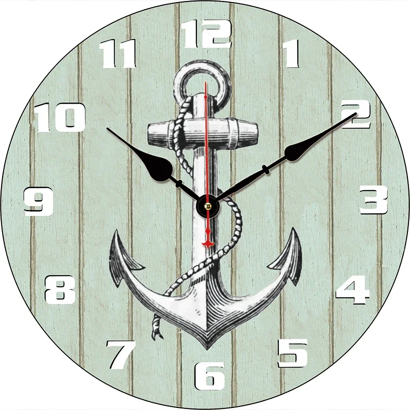 Anchor Grain Custom Clock Round Digital Wall Clock Large Silent Clock Family Lovers Friends Gifts Wall Home Bedroom Decorative