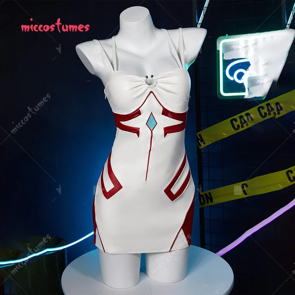 COSPLAY.FM Women's Casual Outfit White Red Short Dress and Jacket with Mesh Top Set Cosplay Costume