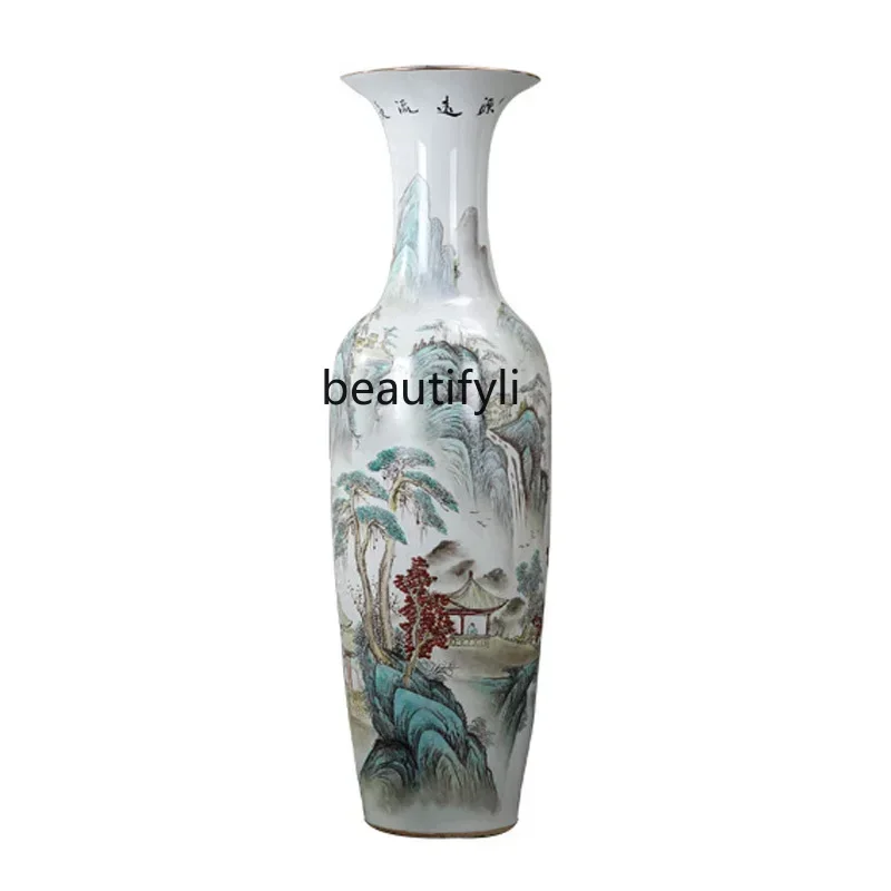 

Jingdezhen Chinese hand-painted floor-to-ceiling large vase ornament living room flower arrangement extra large porcelain vase