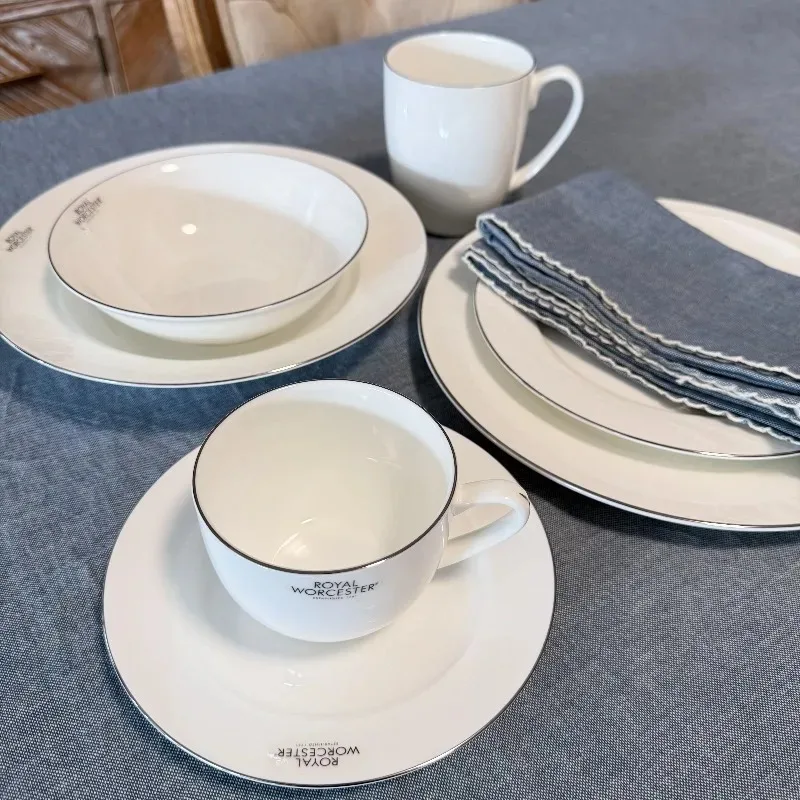 

Nordic minimalist platinum bone china tableware set,hotel restaurant Western style steak plate coffee cup,home decor tableware