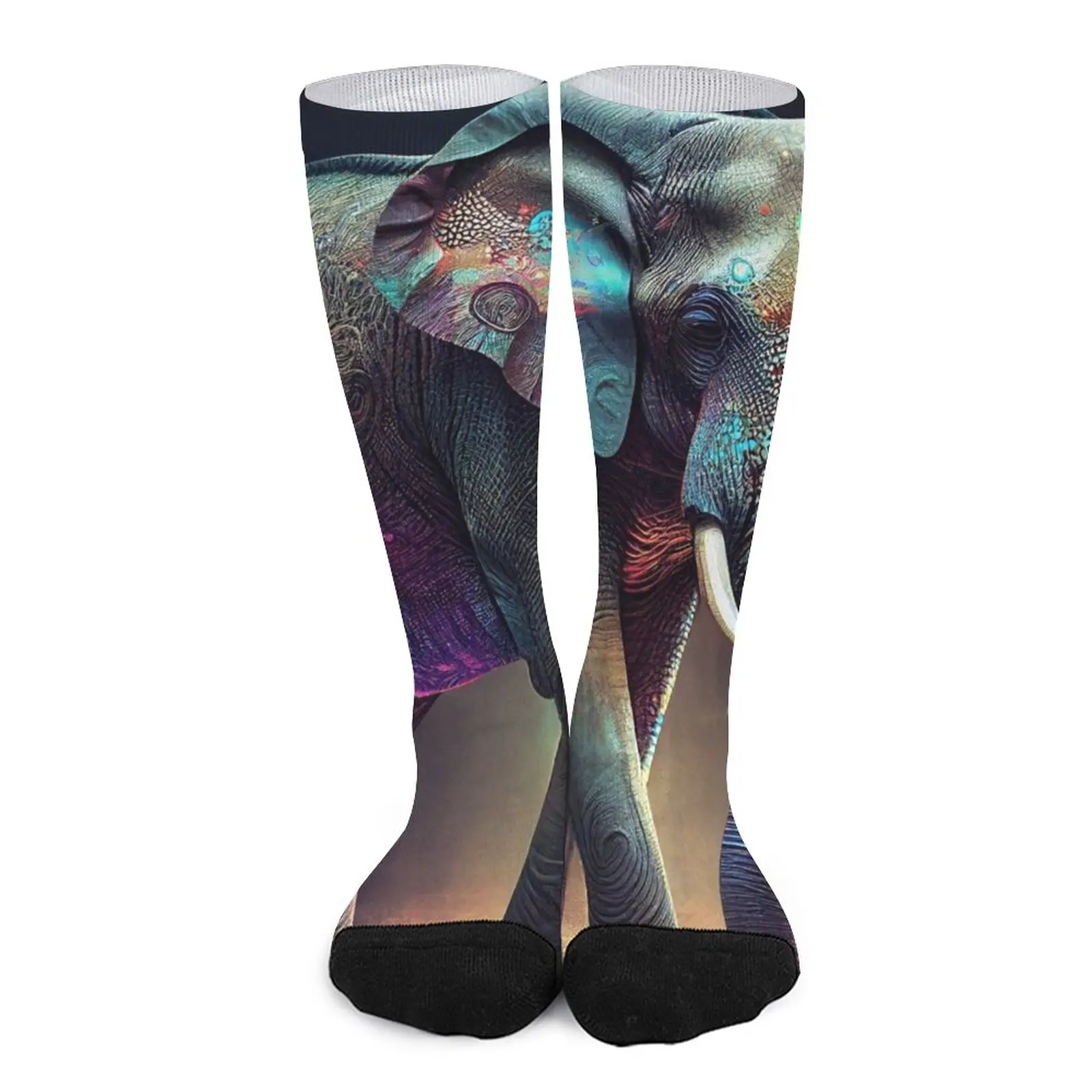 

Colourful Elephant Walking - Contemporary Digital Art Socks basketball Women's compression sock Running socks man