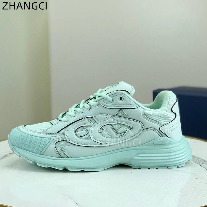 2024 high quality luxury designer luxury leisure non-slip breathable sneaker stitching mesh lace-up high-grade lightweight