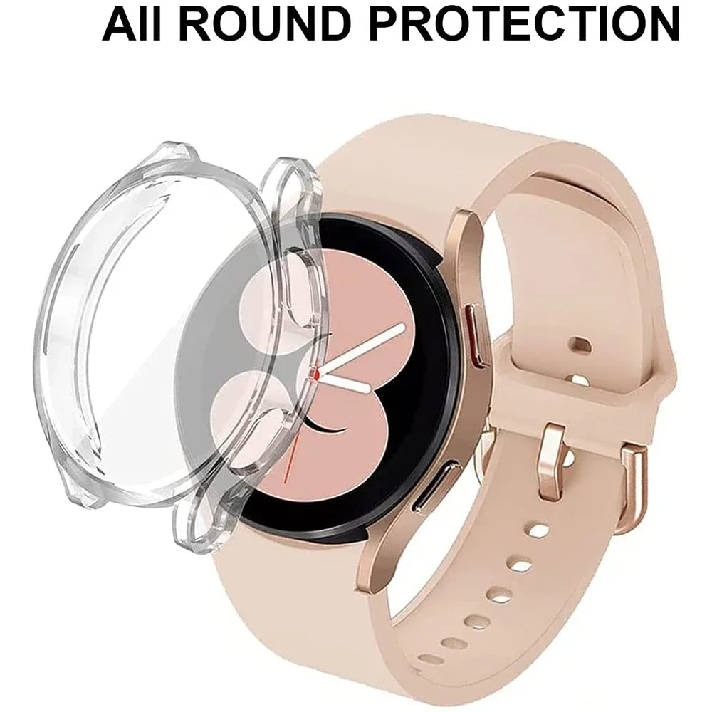 Funda protectora para Samsung Galaxy Watch 4, 5, 6, 7, 40mm, 44mm, cubierta de silicona, TPU, parachoques, protección de pantalla, accesorios completos