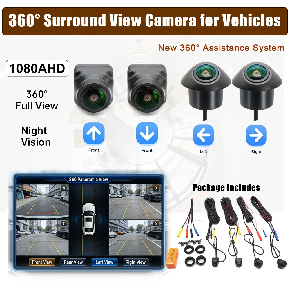 

360-degree Panoramic Car Rear View Camera-night Vision Full Color AHD1080P Front +Rear +Left +Right Surround View Camera System