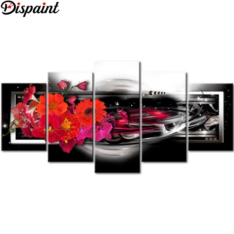 

Dispaint 5 шт. полная квадратная/круглая дрель 5D DIY алмазная живопись "Цветочная орхидея" многокарточная комбинированная вышивка 5D Декор