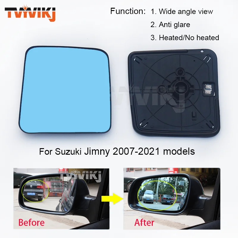 1 pair Side Rearview Mirror Blue Glass Lens For Suzuki Jimny 2007-2021 Wide Angle View anti glare car side door mirrors wing