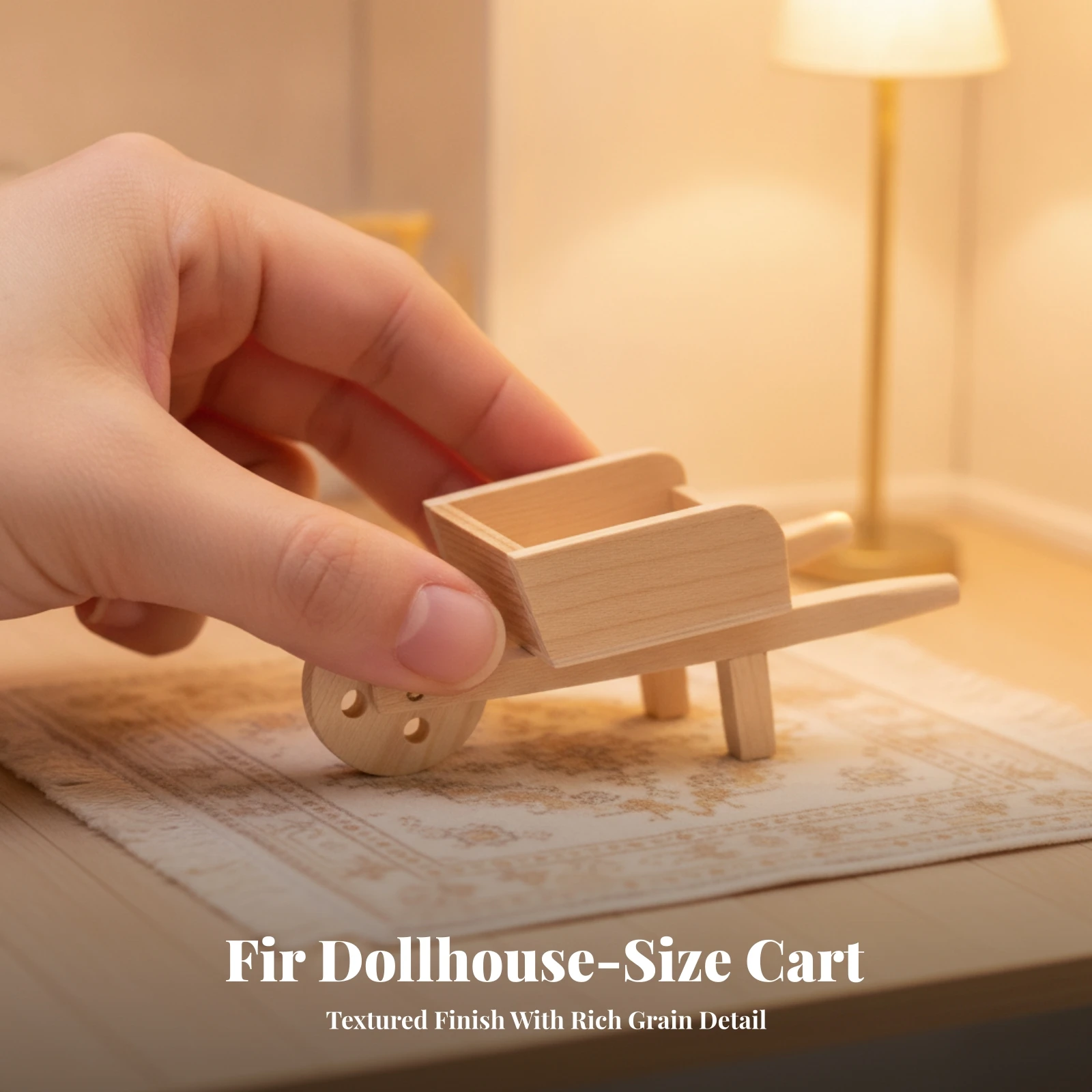 Ornament Compact Miniature Wheelbarrow with Tray for Dollhouse Collectors, Garden Decoration, Hobby Displays