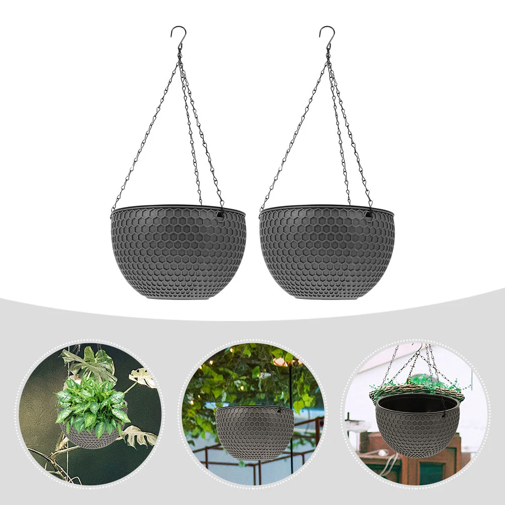 2 Pcs Hanging Basket Flower Pot Plant Pots Outdoor Suspended Flowerpot Air Succulents Plastic Planter Decorative