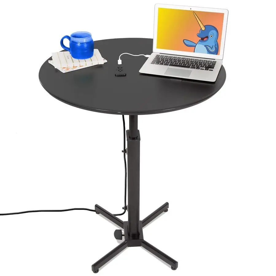 Round Charging Table Height Adjustable Cafe Table with BuiltIn AC Outlets amp USB Charging Fast Charging for Multiple Devices G