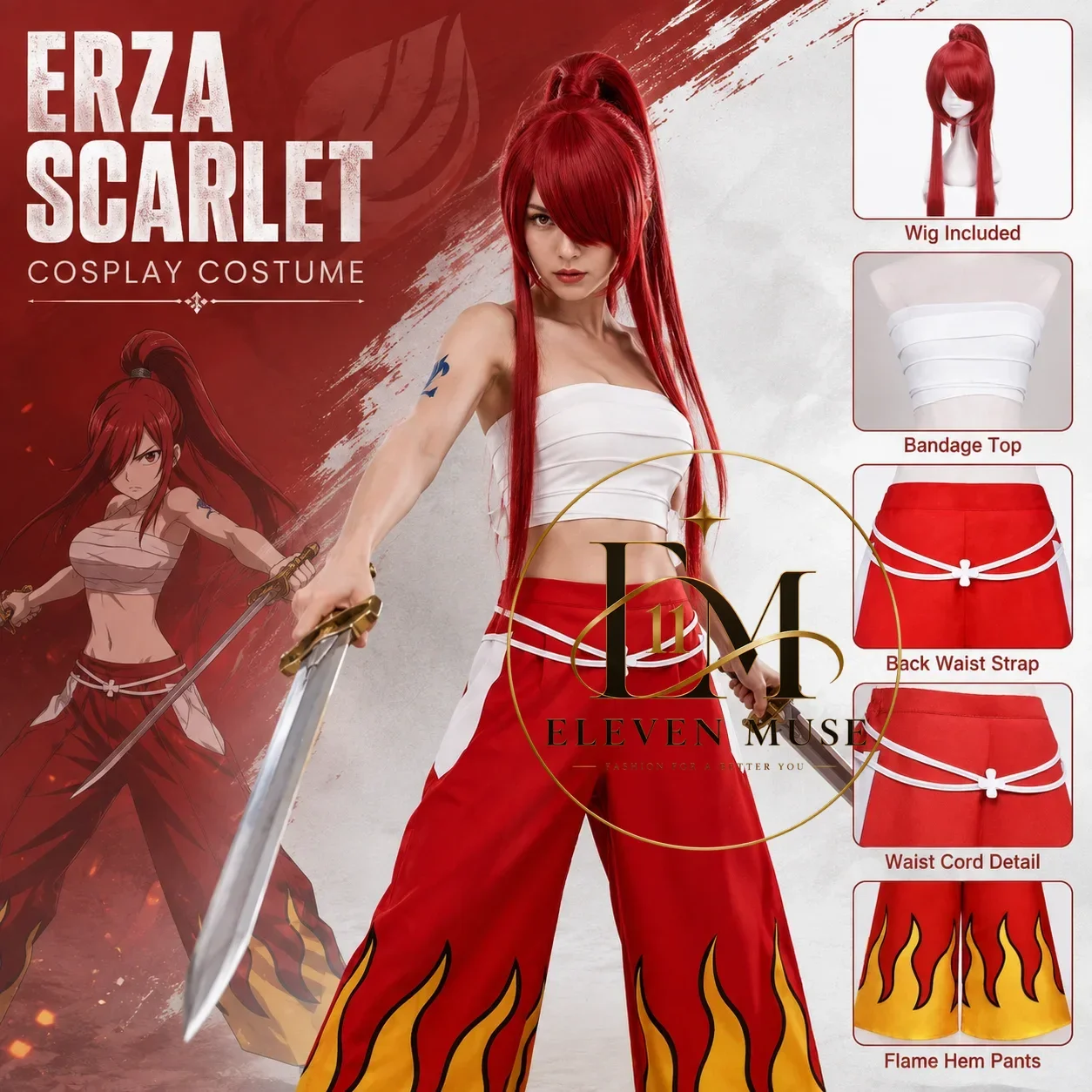 Erza Scarlet Anime Fairy Tail Cosplay Full Set Costume Outfit Women Halloween Carnival Party Stage Performance Carnival Outfit