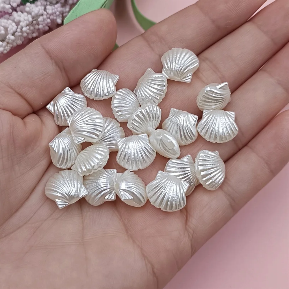 50/100pcs/bag White Imitation Pearl Shell Shaped Beads Handmade DIY Key Chain Earrings Necklace For Jewelry Making