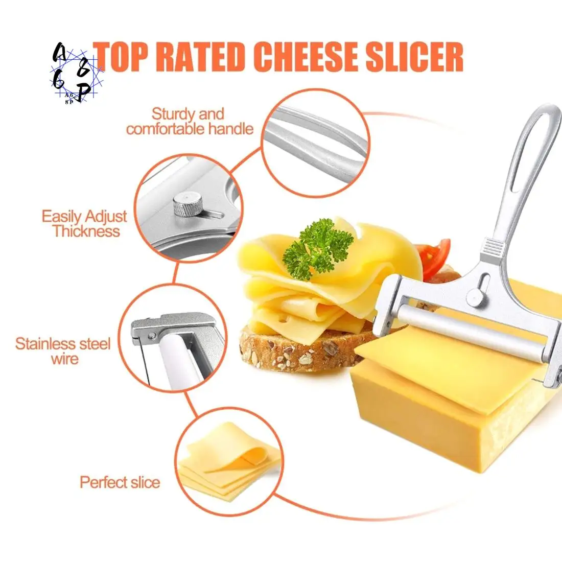 A68P-2 PCS Stainless Steel Wire Cheese Slicer With Cheese Plane Tool Adjustable Thickness Cheese Cutter Kitchen Cooking Tool