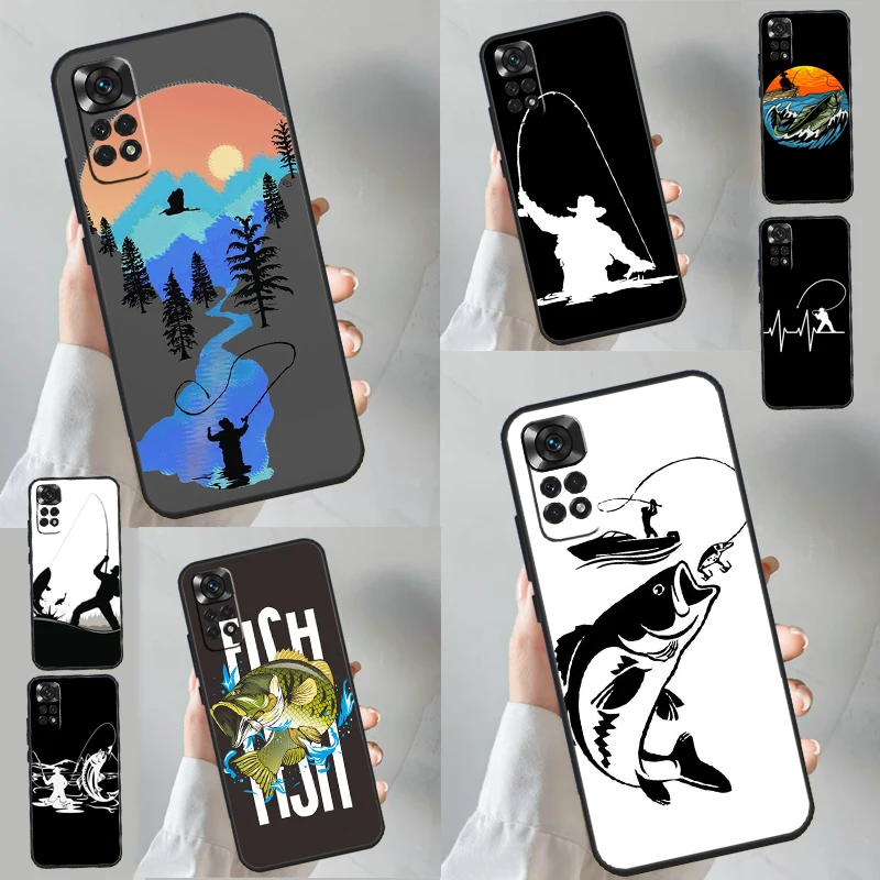 Fishing Fisherman Case For Xiaomi Redmi Note 12 12S 11 11S 10 10S 9 9S 8 Pro 8T Redmi 12C 10C 9C Back Cover