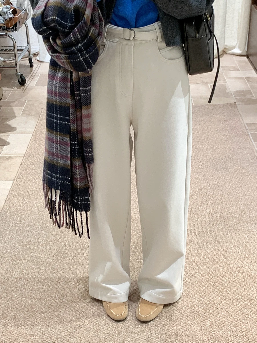 

BRIVIN Белые прямые джинсы с высокой талией Fce Fini, женские модные зимние новые широкие брюки, повседневные джинсовые брюки