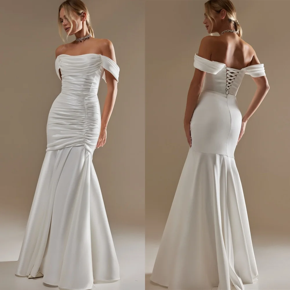 

Customized Mermaid Wedding Dresses Luxury Off the Shoulder Heavy Industry Wedding Dresses Lace Up Back Special Occasion Gowns