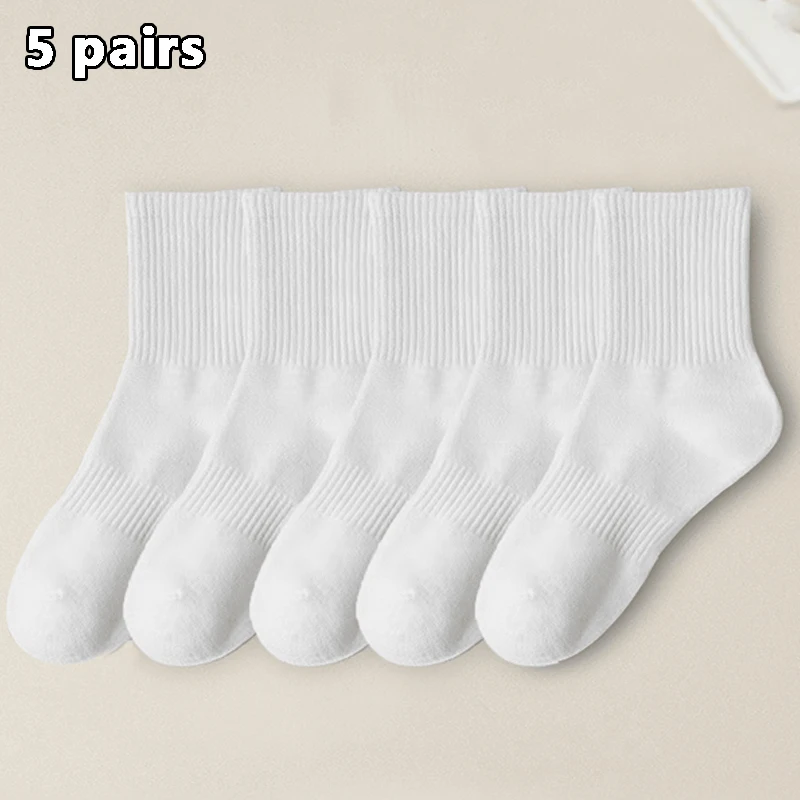 5Pairs Brand Men Cotton New Style White Socks Men Soft Breathable Sports Long socks Summer Winter for Male Socks Plus Size