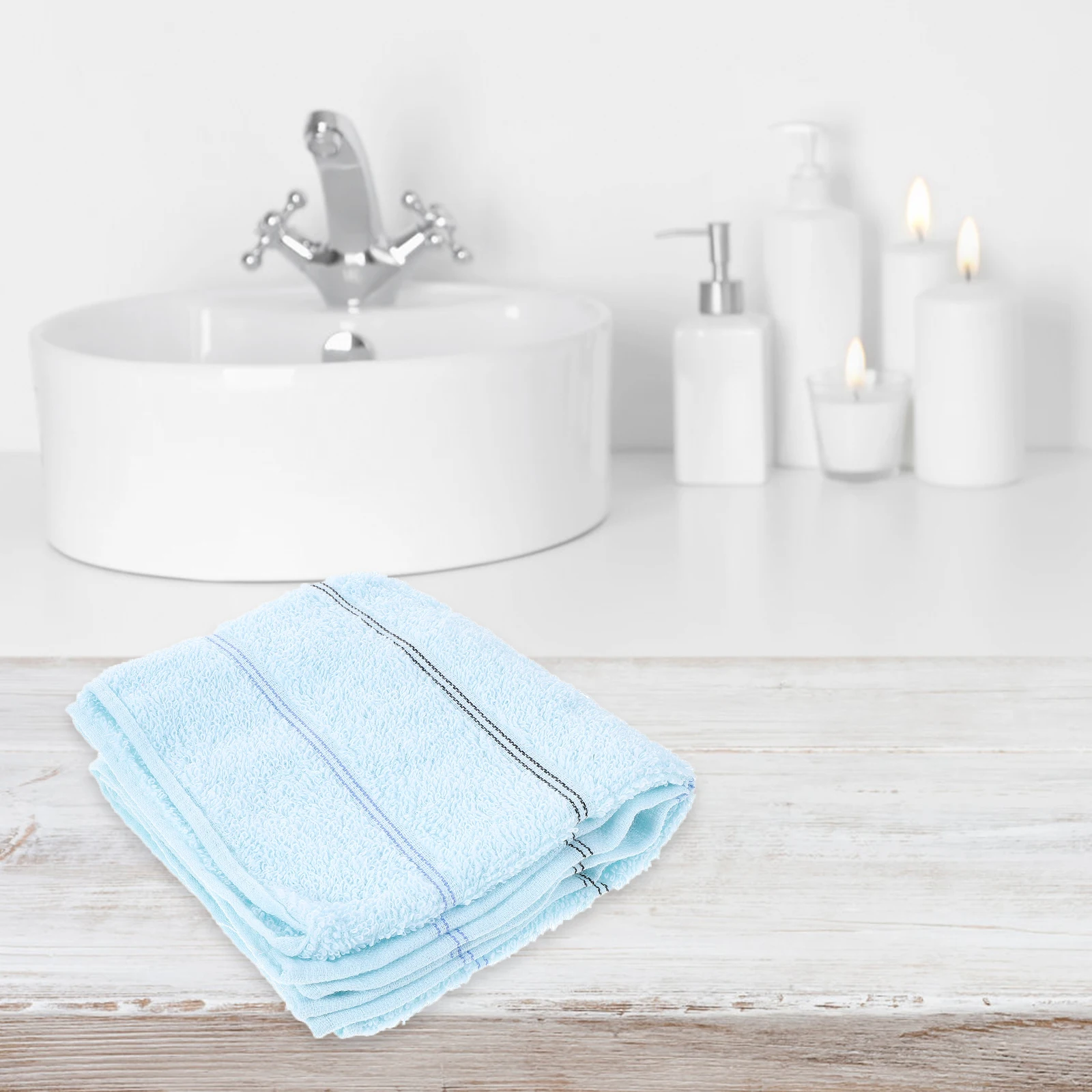 

4Pcs Premium Cotton Towels Striped Hand Face Washcloths Fade Resistant Absorbent Kitchen Bathroom Accessories
