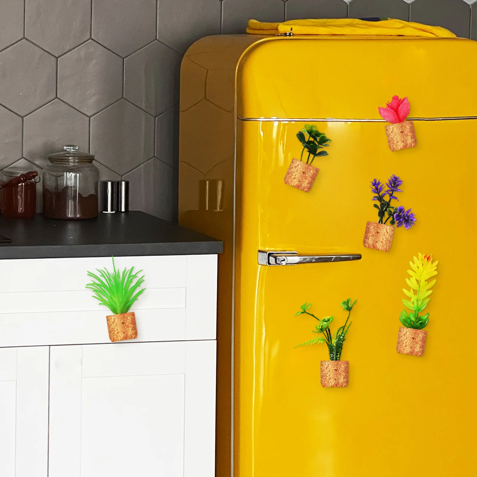 

6Pcs Realistic Plant Magnets for Fridge Soft PVC Multiple Styles Easy to Use Refrigerator Magnets Plant Fridge Magnet